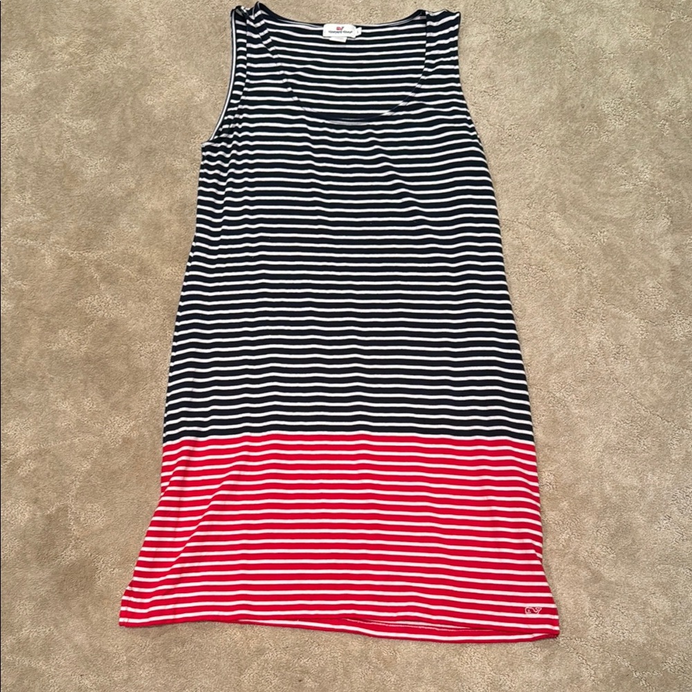Vineyard Vines Red, Navy and White Striped Dress